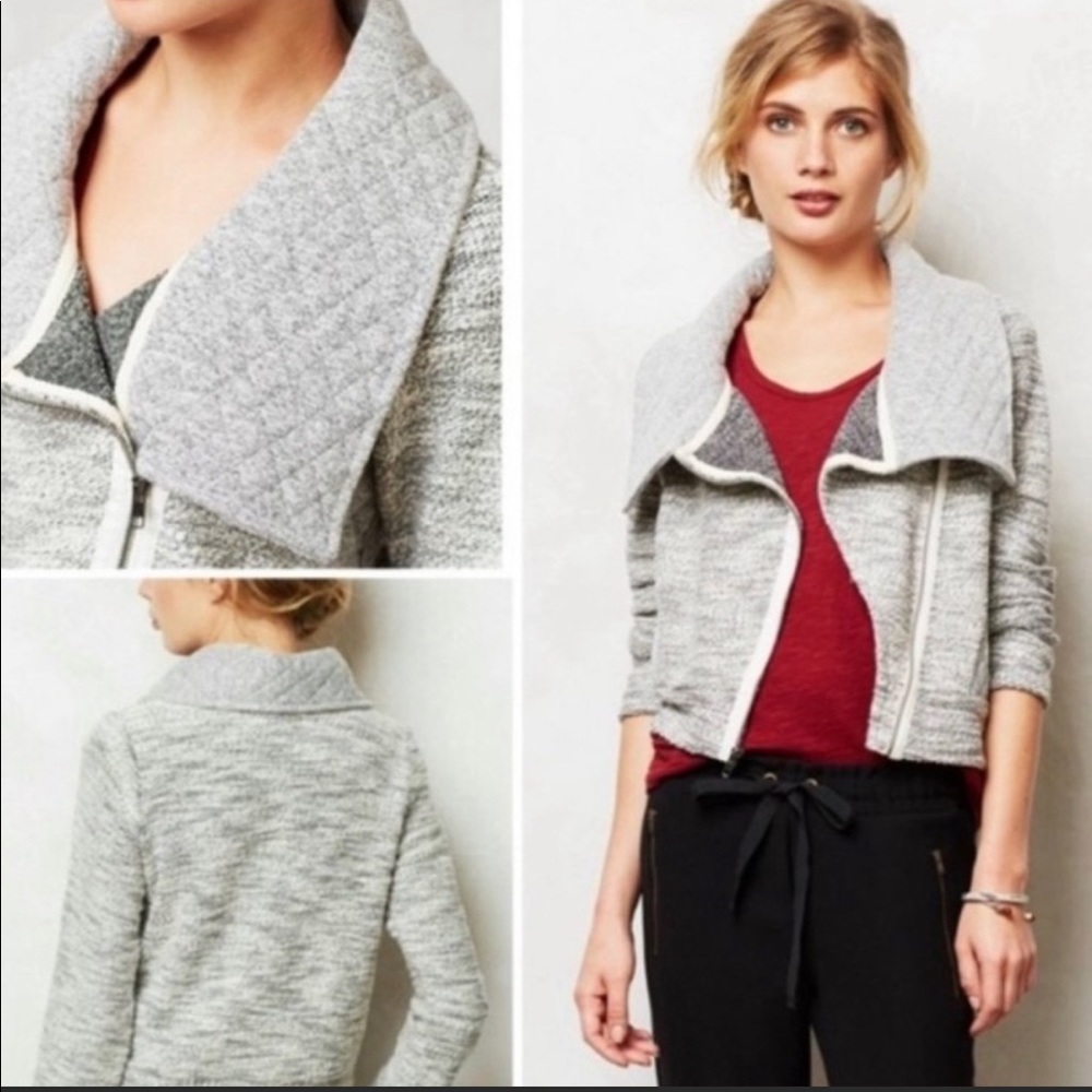 Anthropologie Dolan quilted zip up textured sweatshirt Moto Jacket.